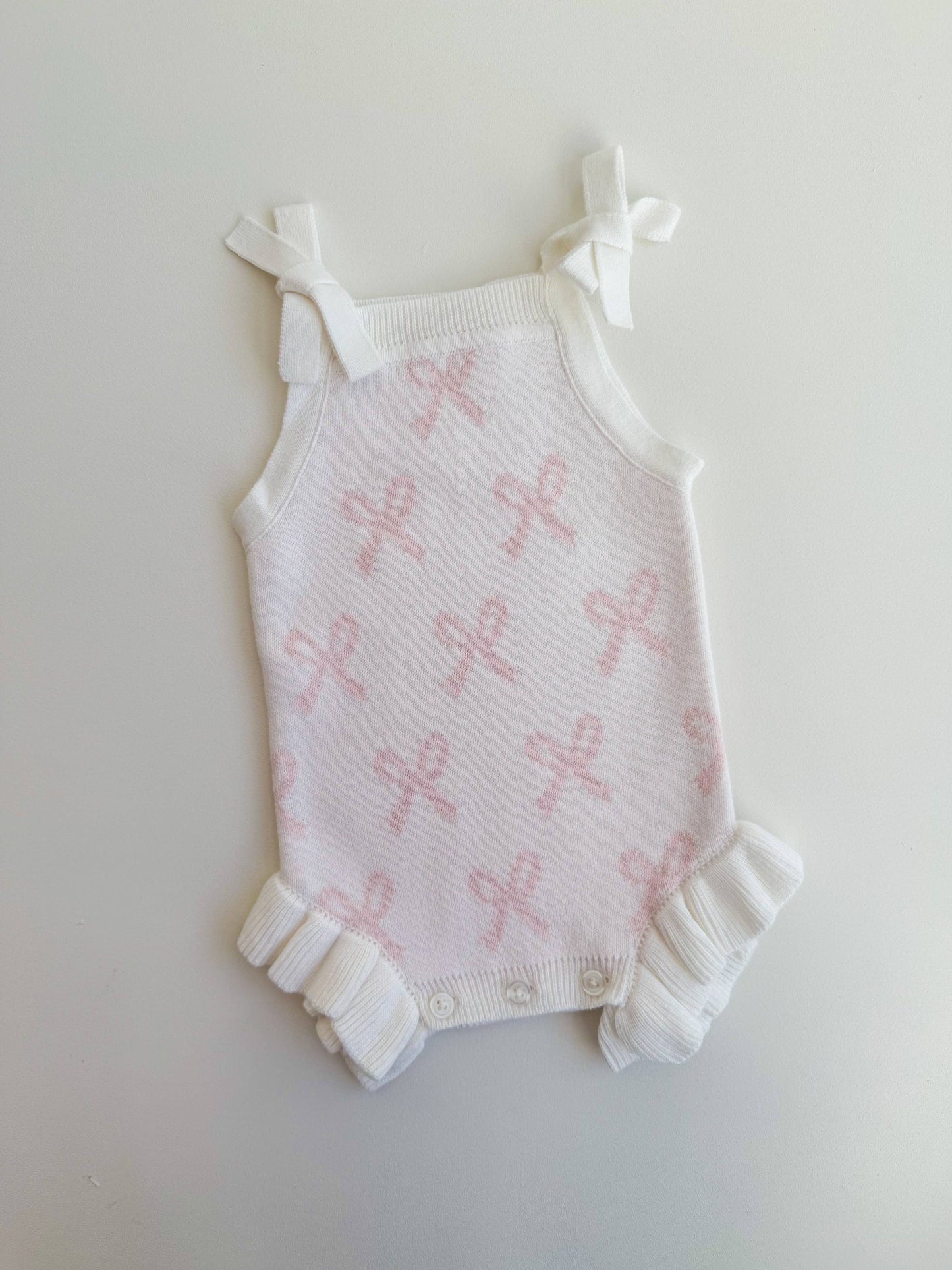 SUMMER BOW FRILL ROMPER | MILK