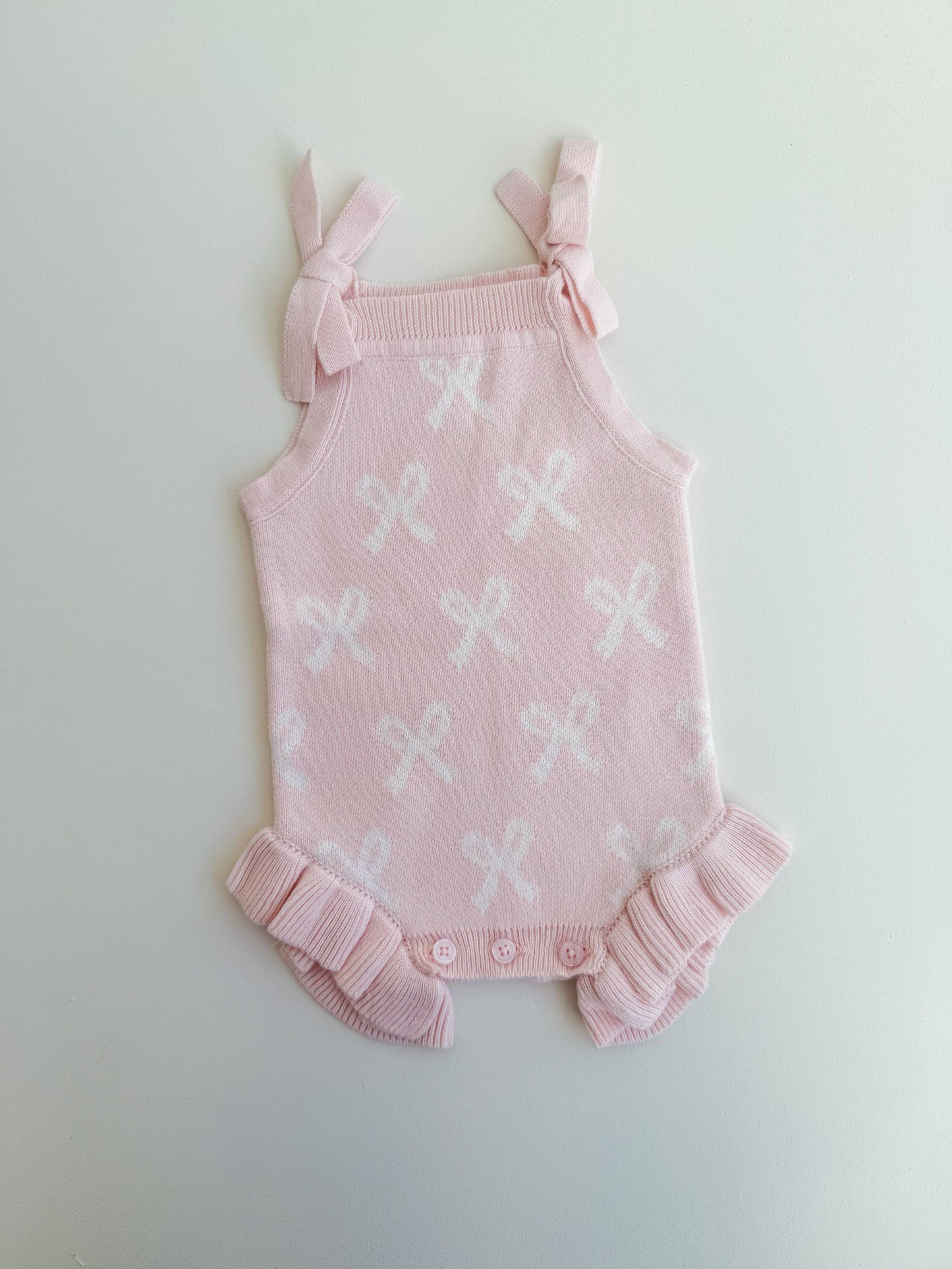SUMMER BOW FRILL ROMPER | BABY PINK