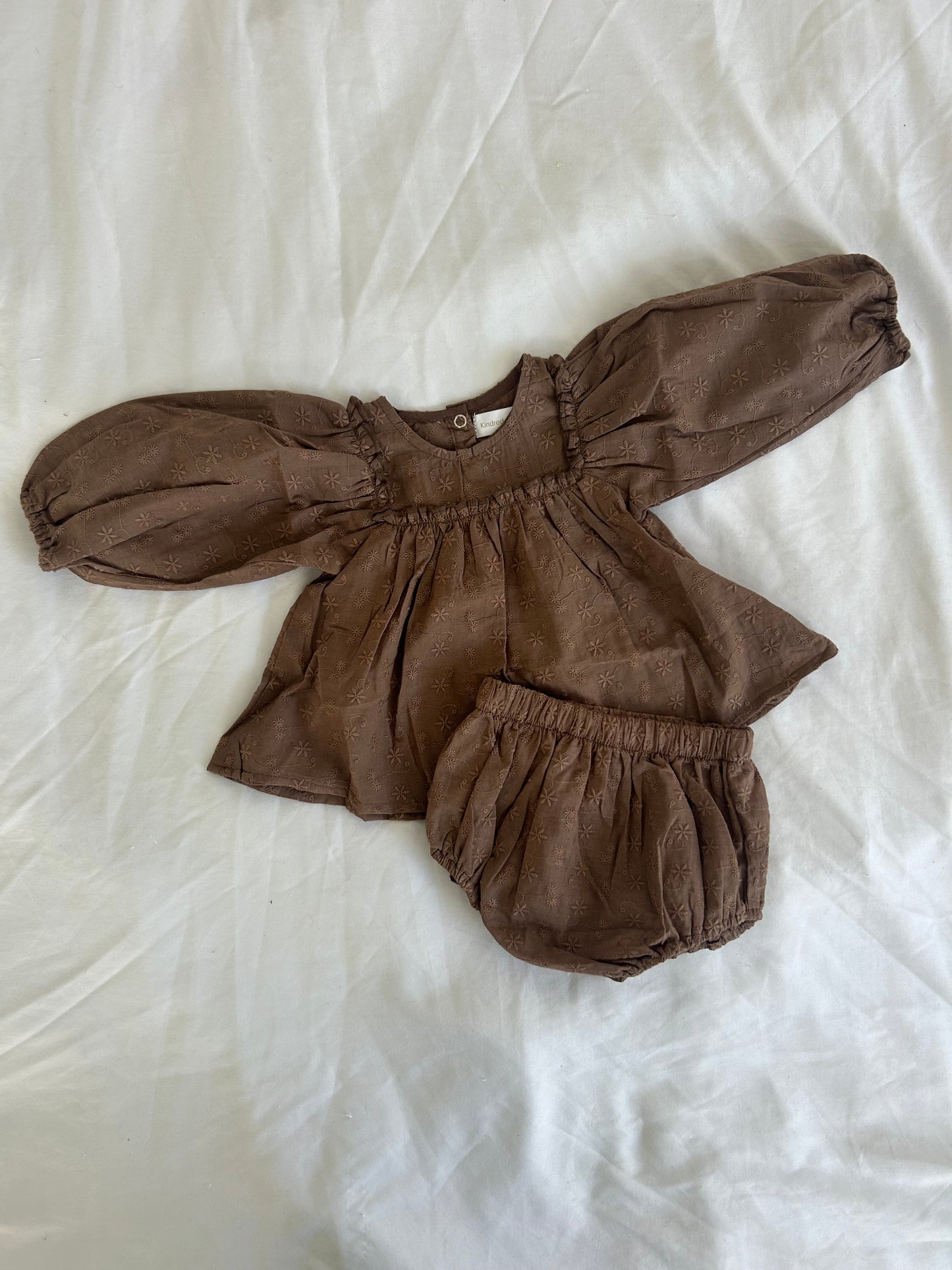 Lola Puff Sleeve Top And Bloomers - Chocolate