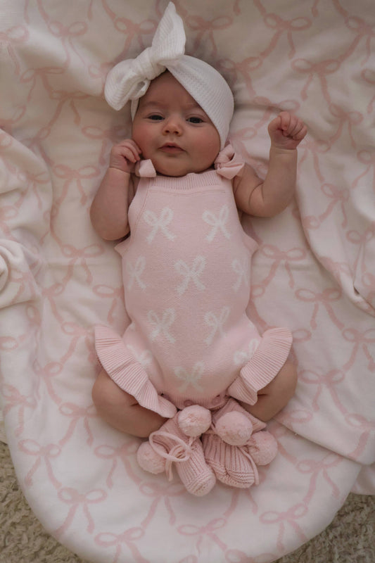 SUMMER BOW FRILL ROMPER | BABY PINK
